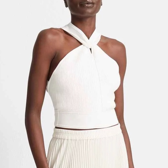 Club Monaco Tops - WHITE HALTER TOP • CLUB MONACO